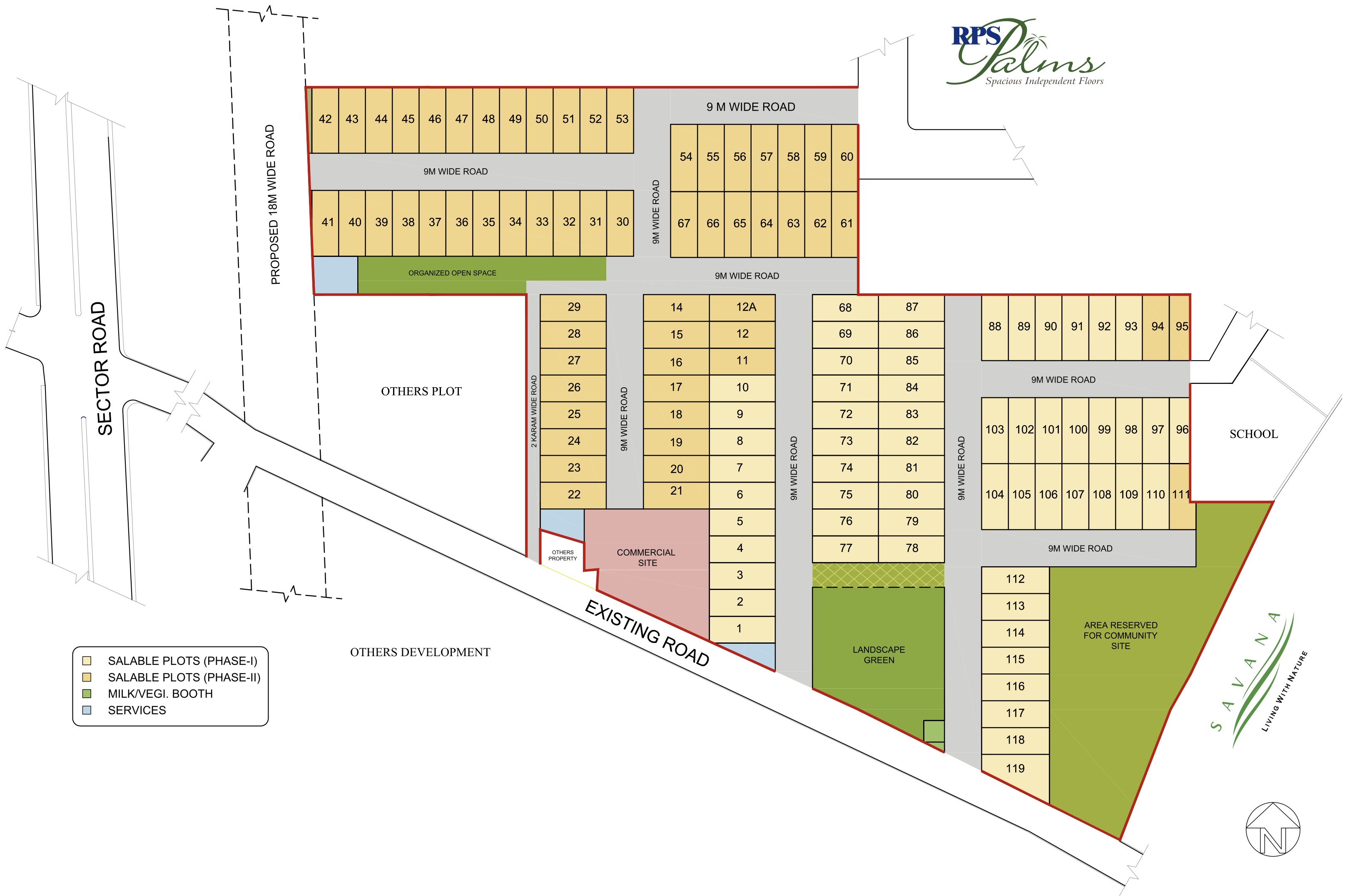RPS Palm Drive site layout showing selected Krishna Kartik Homes plots